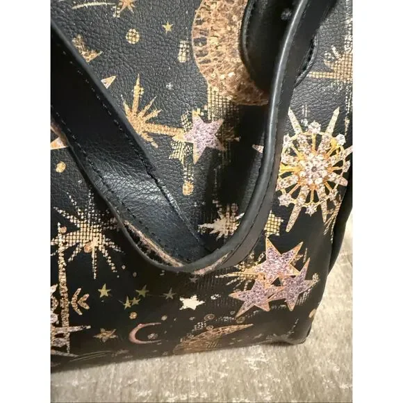 Betsey Johnson Black and Gold Starry Satchel - Picture 5 of 14